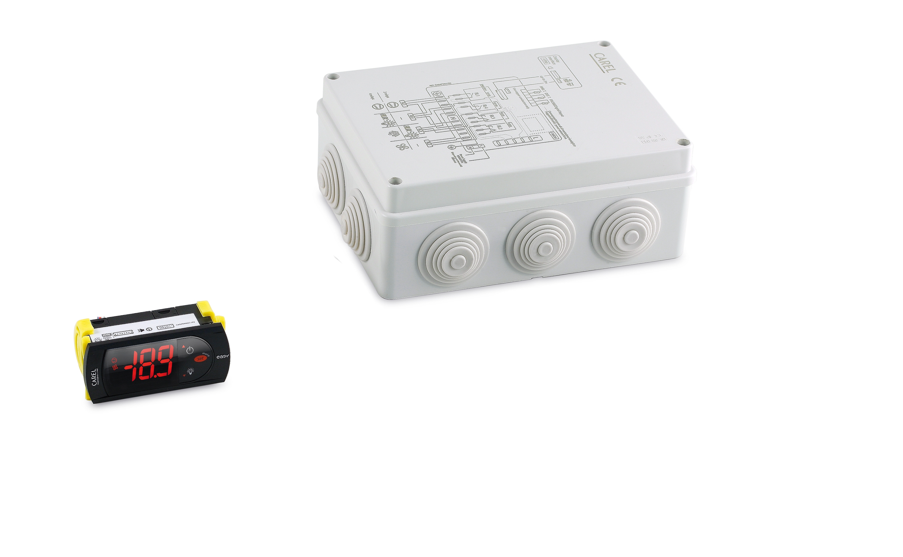 КОНТРОЛЛЕР CAREL,  3 RELAYS: 1 (30 A), 2 (16 A), WITH PLASTIC ENCLOSURE, RED DISPLAY