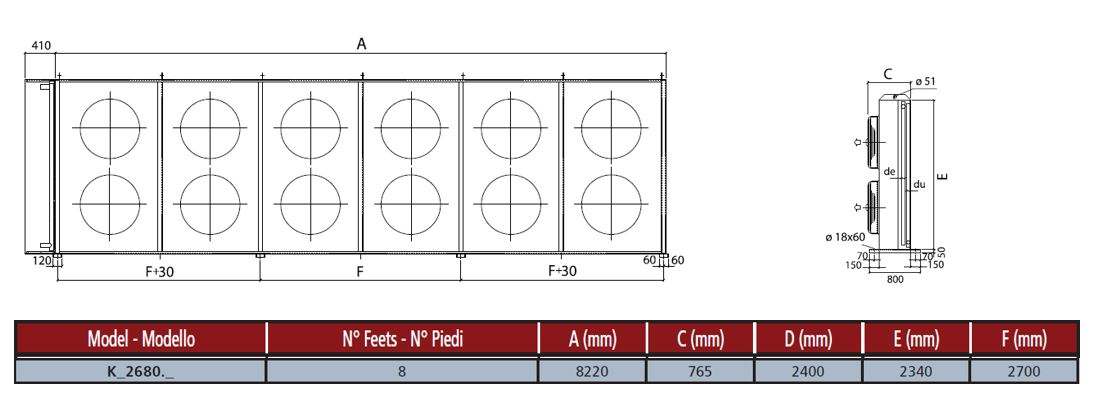 Конденсатор Thermokey серии «H» 795 кВт, R404a, ∆T=15 K, EN 327 6х2х800 мм, KH 2680.BD H
