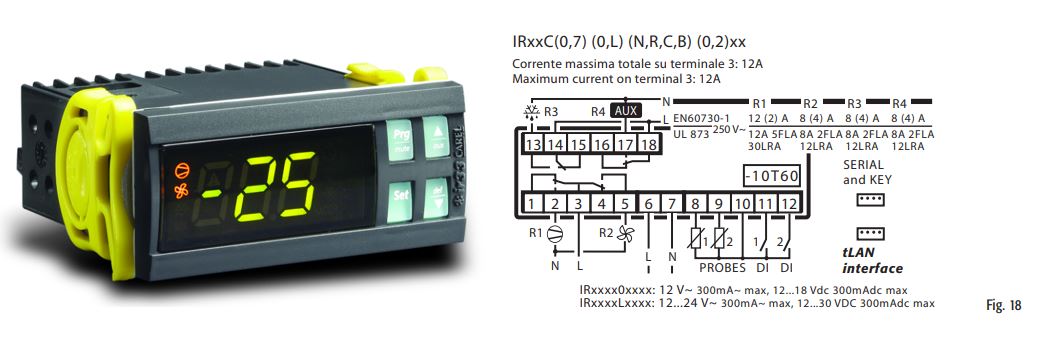 КОНТРОЛЛЕР CAREL IR33 16A 8A 8A 8A 12/24VAC BUZ 2NTC 2DI IR MORS.VITE