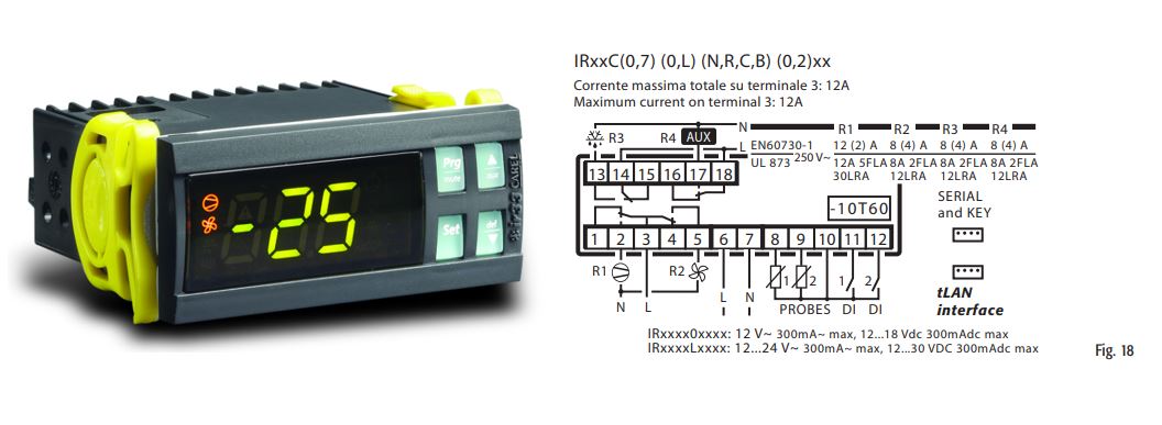КОНТРОЛЛЕР CAREL IR33 16A 8A 8A 8A 12/24VAC BUZ 2NTC 2DI IR MORS.VITE
