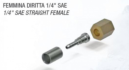 Фитинг прямой для РВД DN4, с гайкой, с муфтой, без депрессора / RFD14SAE532FRKC / RFS010S  (при заказе  кратно 50 шт.)