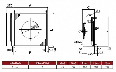 Конденсатор Thermokey серии «H» 62.7 кВт, R404a, ∆T=15 K, EN 327 1х630 мм, KH 1163.CD H