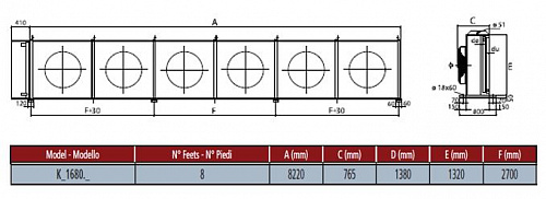 Конденсатор Thermokey серии «H» 479 кВт, R404a, ∆T=15 K, EN 327 6х800 мм, KH 1680.CD H