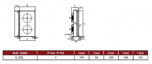 Конденсатор Thermokey серии «H» 150.7 кВт, R404a, ∆T=15 K, EN 327 2х800 мм, KH 2180.CD H